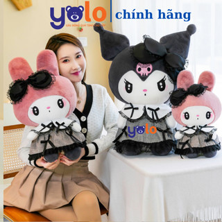 Gấu bông Kuromi ,Meody mặc váy(Chính Hãng) thú  nhồi bông Kuromi,Melody mẫu mới nhất full size(có gói quà)