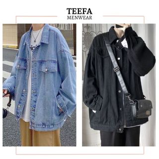 Áo Khoác Jean nam nữ form rộng phong cách Hàn Quốc Menswear Jacket có cổ