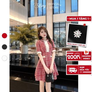 Đầm váy thiết kế chất tweed cao cấp tiểu thư xinh xắn dạo phố Venice  Story thời trang nữ