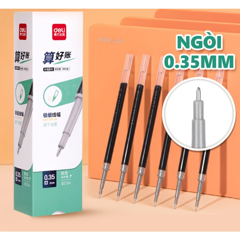 Set 20 ruột bút gel S221/ S206/ SE124  Deli 0.5mm dùng cho bút bi nước Deli không gai viết trơn tru phù hợp học sinh