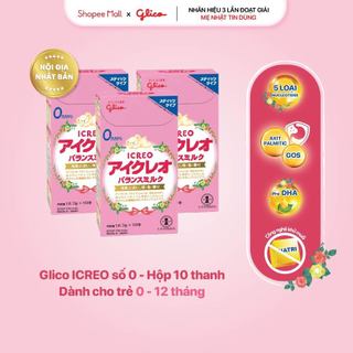 Combo 3 Hộp Bột Sữa Glico Icreo Balance Milk (Icreo Số 0) - Hộp 10 Thanh Tiện Dụng (12,7g x10 Thanh/Hộp)