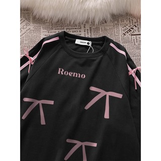 Áo thun fashion NBOT phía bên nơ vintage form rộng in hinh tay ngắn ulzzang 100% cotton-Y1015 20240503
