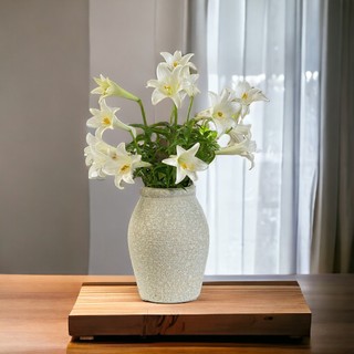 Lọ hoa men atlatic trắng - Lọ hoa Bát Tràng