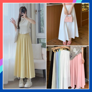 Chân váy gió dài nữ 2 lớp lưng chun co giãn dáng xòe che khuyết điểm CV57 chân váy dáng dài lưng cao nhiều màu tôn dáng