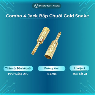 Combo 4 jack bắp chuối gold snake bc-gn02 cao cấp - giắc bắp chuối 4mm mạ vàng 24k, lỗi bh 1-1