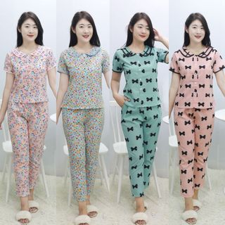 (BunnySky)ĐỒ NHÀ MẶC SAU SINH HỌA TIẾT NHẸ NHÀNG, QUẦN ÁO MẶC NHÀ PHOM DÁNG ĐẸP MẶC THOẢI MÁI