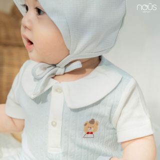 Set bodysuit Nous cộc quần dài xanh họa tiết ngôi sao cho bé gái