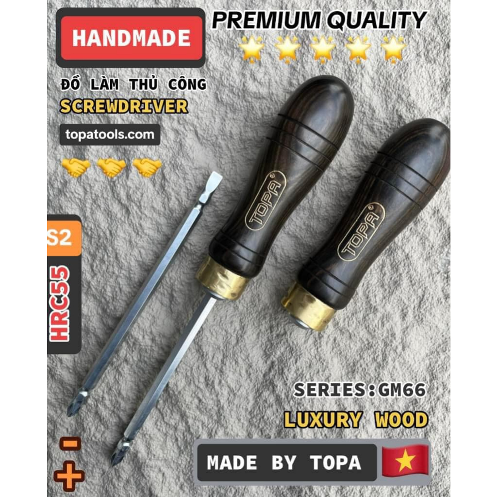 Tô vít chuôi gỗ quý TOPA, Tô vít chuôi gỗ cao cấp TOPA, Tô vít TOPA, Tô vít gỗ TOPA