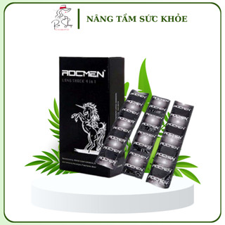 Bao cao su Rocmen cá ngựa gân gai li ti đen 4 in 1 kéo dài thời gian hộp 3 cái / 12 cái