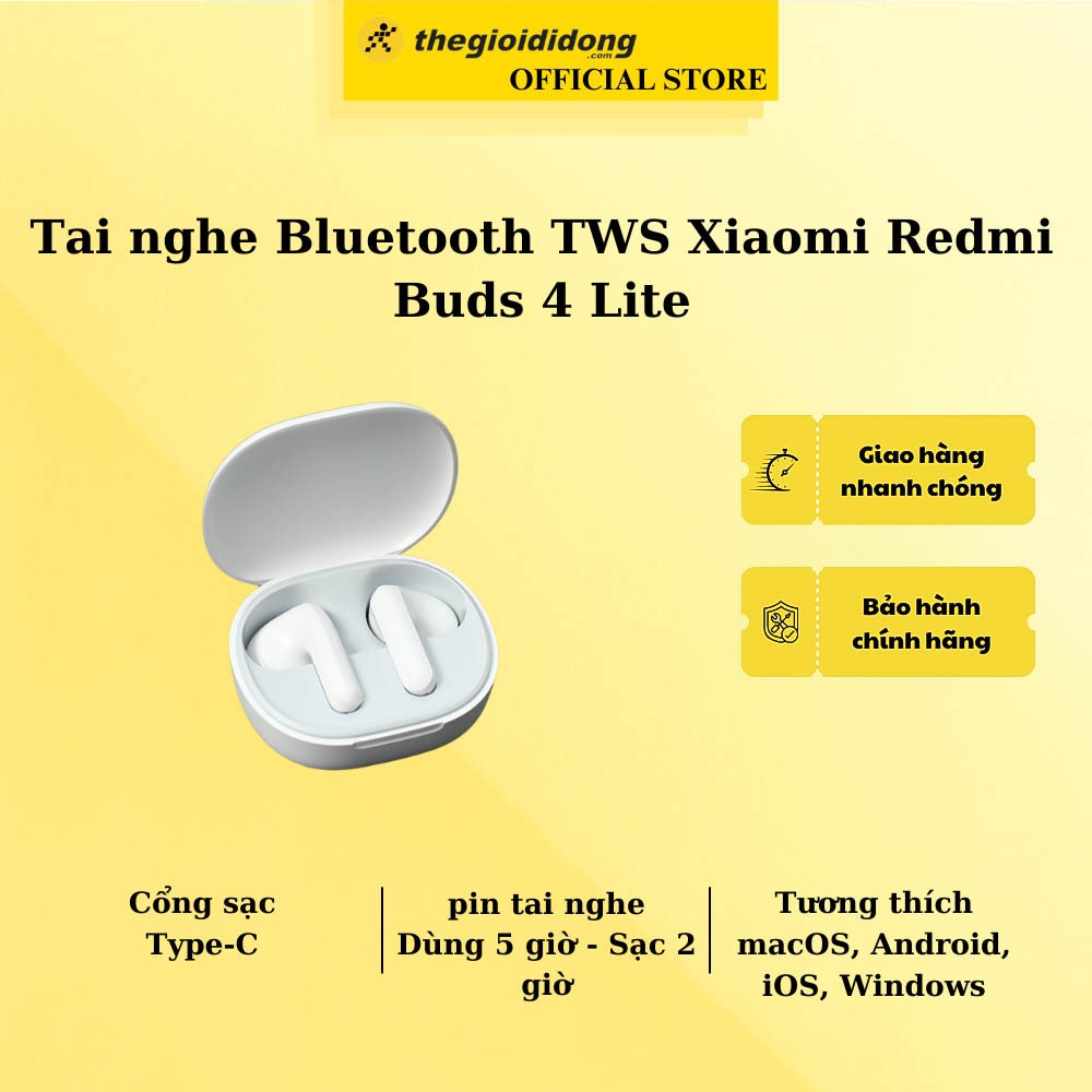Tai nghe Bluetooth True Wireless Xiaomi Redmi Buds 4 Lite - Hàng chính hãng