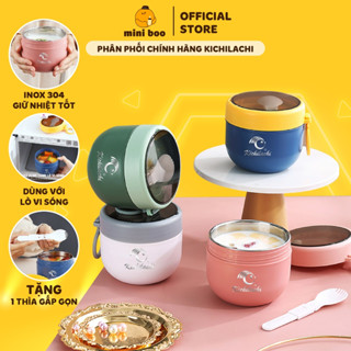   Tặng 1 thìa Hộp đựng cháo 600ml cốc ủ cháo Kichilachi 2 lớp cặp lồng giữ nhiệt 6-8h sử dụng được lò vi sóng-MINIBOO 