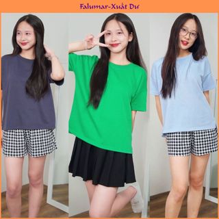 Áo cộc tay nữ bigsize VNXK, áo thun chất vải da cá dày dặn mềm mát kiểu xẻ gấu form rộng