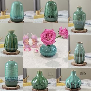 Bình hoa gốm Bát Tràng nhỏ xinh - Lọ hoa mini Xanh ngọc - Hàng thủ công vẽ tay men mát - Nhiều mẫu