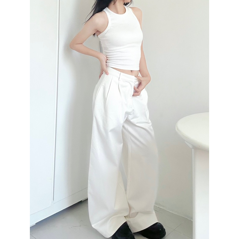 Quần dài kaki trắng Perry Pants ୨୧ 𝐁𝐲 𝐄𝐢𝐠𝐡𝐭𝐞𝐞𝐧 𝐀𝐠𝐚𝐢𝐧 (Quần dài và rộng khách nhỏ người cân nhắc)
