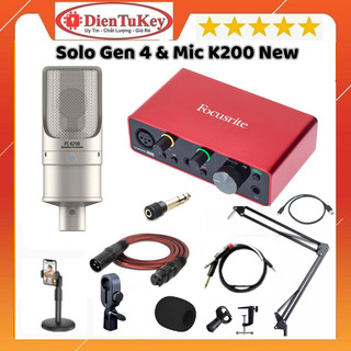 Bộ Combo Mic Thu Âm Hát Livestream Sound Card Focusrite Solo Gen 4 & Mic TAKSTAR PC K200 Thu Âm Điện Thoại Máy Tính