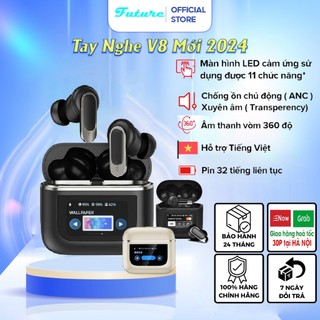 Tai nghe Bluetooth V8 Tour Pro 2 dòng tai nghe cảm ứng màn hình LCD chống ồn chủ động ANC hỗ trợ Tiếng Việt