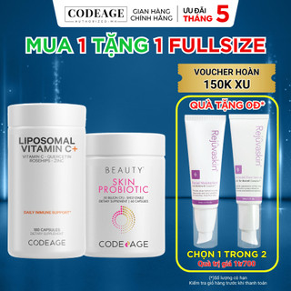 Combo cải thiện tình trạng m.u.n CodeAge Liposomal Vitamin C 180 viên + Skin Probiotic 60 viên - CodeAge Authorized MH