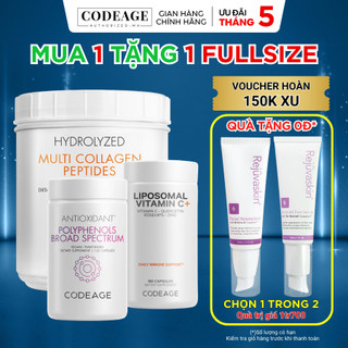 Combo trẻ hóa làn da CodeAge Multi Collagen Peptides+Viên chống nắng Polyphenols + Liposomal Vitamin C