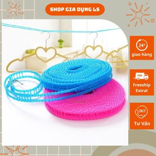 Dây phơi quần áo - Dây phơi đồ thông minh độ dài 5m thiết kế 2 đầu móc treo thép không gỉ.siêu chắc.bền