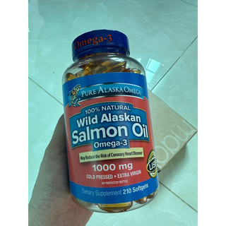 Viên dầu cá hồi salmon 210v Pure Alaska Omega-3 Wild Alaskan Salmon Oil 1000mg