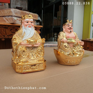 Cặp thần tài ông địa 6in kim sa cao 16 cm, Si 4LH 0933.159.286