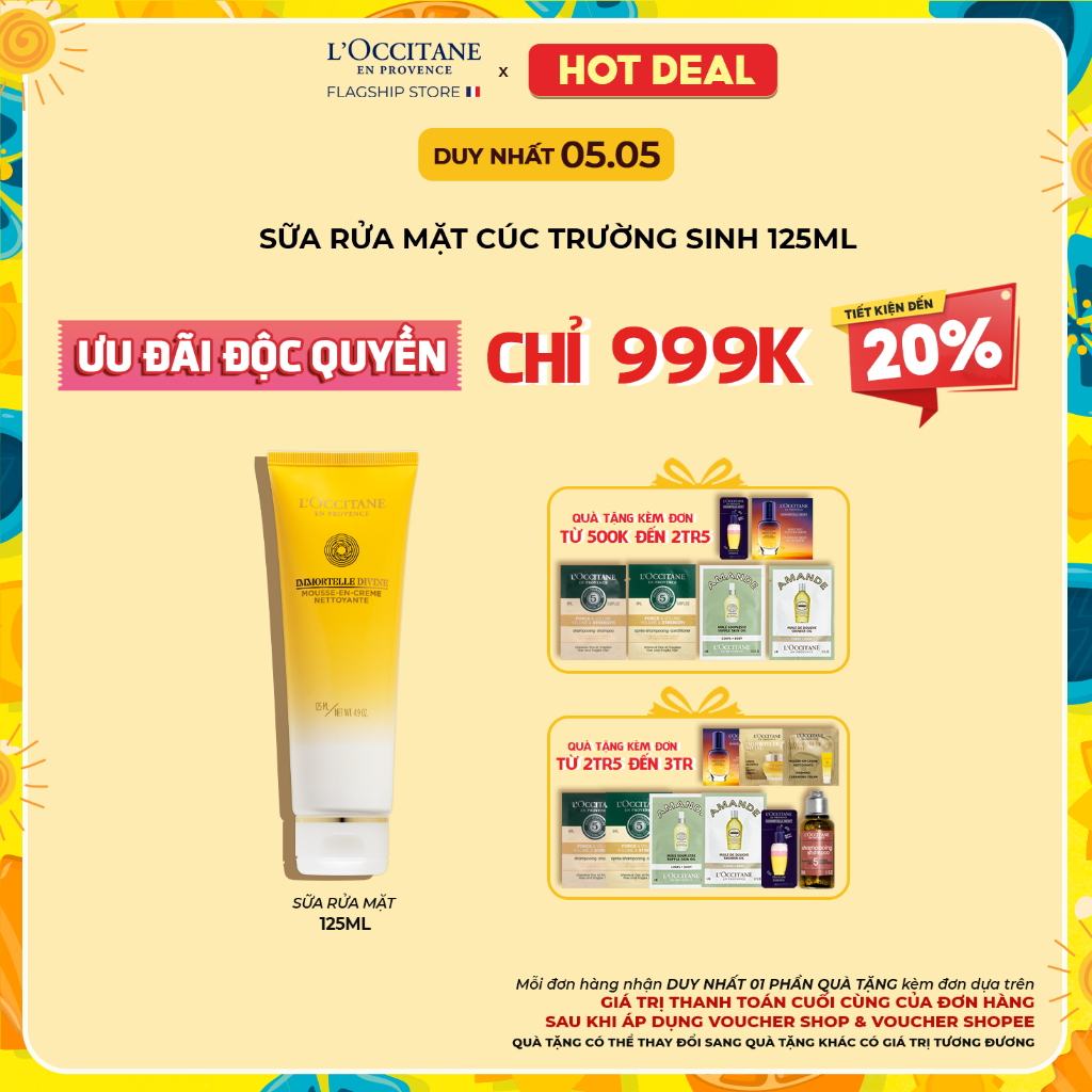 Sữa Rửa Mặt Tạo Bọt Cúc Trường Sinh L'Occitane Immortelle Divine Cleansing Foam 125ml