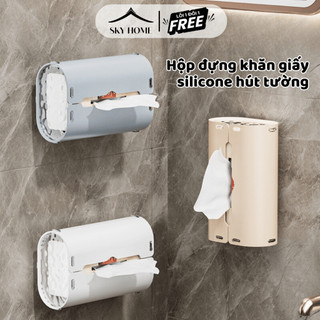 Hộp đựng khăn giấy đa năng silicone hút tường, hộp đựng giấy ăn ô tô chịu lực tốt - sky home