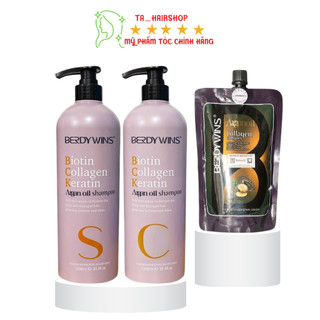 Cặp gội xả hấp BERDYWINS COMPLEX phục hồi tóc siêu mượt, ngăn rụng, ngăn gàu, ngăn dầu, kiềm dầu