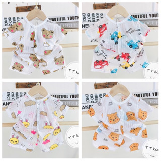 Combo 4 bộ cộc cotton giấy cúc giữa cho bé 3-15kg