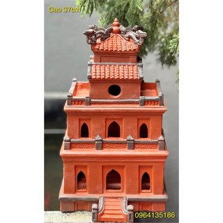Tháp rùa h37cm tiểu cảnh trang trí gốm sứ Bát Tràng