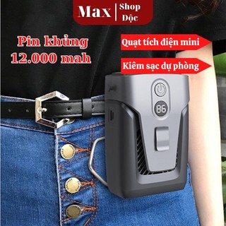 Quạt tích điện quạt mini cầm tay pin khủng dùng 30 tiếng, Quạt đeo hông đeo cổ mini cầm tay tích điện pin trâu 12000mAh2