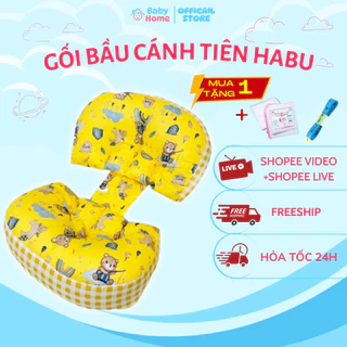 Gối bầu cánh tiên HABU cao cấp kê đỡ bụng, tựa lưng cho mẹ bầu gối bầu cánh tiên sợi catton bông 3D chống lụt xún
