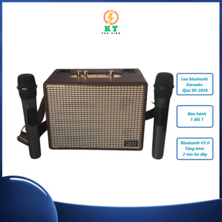 Loa bluetooth karaoke qixi sk2039, loa bluetooth karaoke chính hãng qixi kèm 2 micro không dây phụ kiện kt