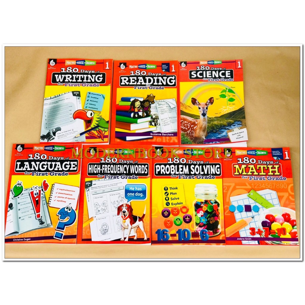 180 days of Level 1 bộ 7q ( Writting, Reading, Language, High - Frequency words, Science, Problem Solving, Math )