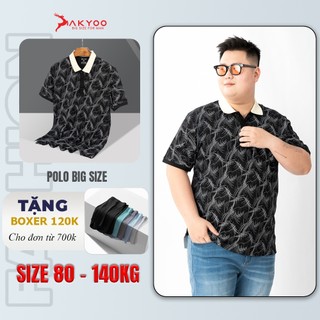 Áo POLO Nam Bigsize 80-140KG AKYOO Cao Cấp Cotton Co Giãn, Thâm Hút Mồ Hôi- PL DEN IN HT