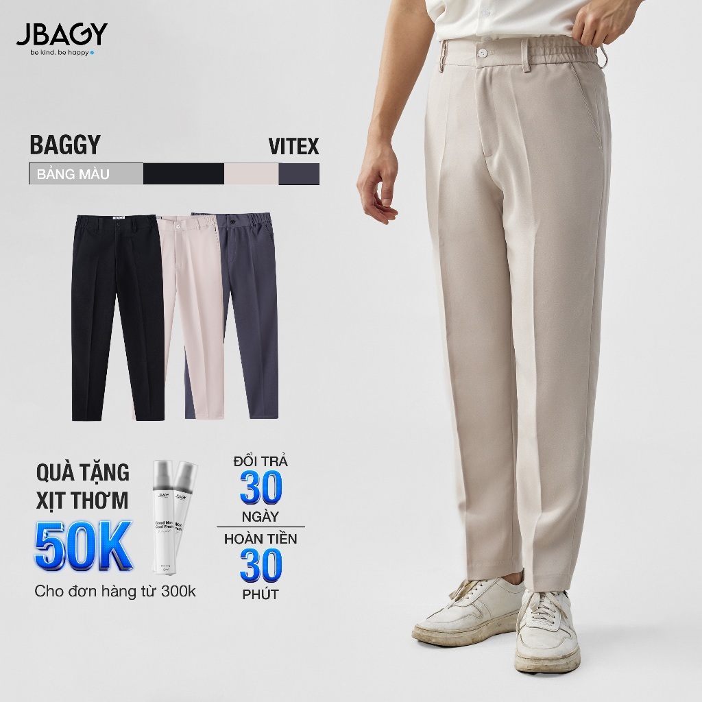 Quần âu baggy nam dáng rộng cạp chun hai hông co giãn Biden thương hiệu JBAGGY - JA0102