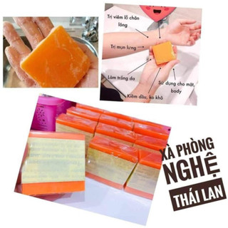 1 lốc 12 cục xà phòng cam nghệ thái lan, soap xà bồng cam nghệ trắng da, giảm mờ thâm 60gr