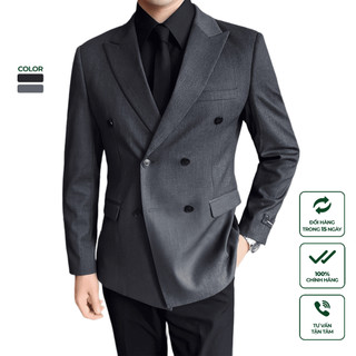Suit Jacket Nam Cao Cấp Harold Gabardine Xám Chì - Áo Vest Công Sở 2 Hàng Khuy Sang Trọng, Chống Nhăn, Độ Bền Cao