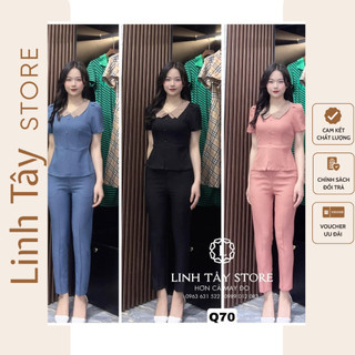 Set bộ cổ 2 lá nt, kiểu dáng công sở thanh lịch, sang trọng - sbot009