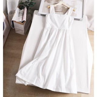 Đầm 2 Dây Trắng Linen