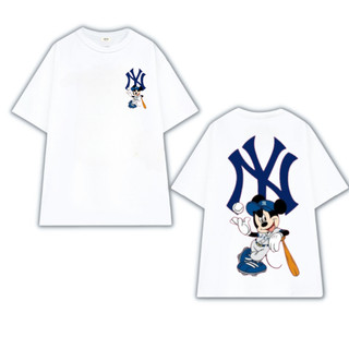 ÁoThun đôi NY Mickey Bóng Chày Unisex Form Rộng Tay Lỡ Cao Cấp Vải Cotton co giãn Local Band Lovena