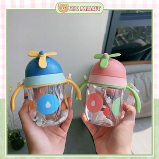 Bình nước tập uống cho bé uống sữa uống nước có van chống sặc cao cấp 250ml chịu nhiệt tốt có tay cầm