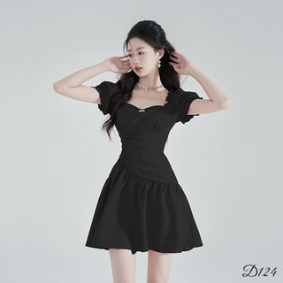Đầm BIGSIZE dễ thương, gọn dáng, chất mát - may 2 lớp- chơi, đi làm, đi tiệc đều hợp - Ú XINH STORE - D124 (Đầm Đũi Vân)
