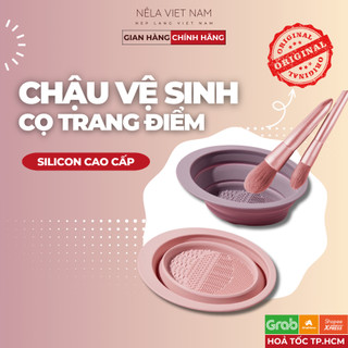 Chậu vệ sinh cọ trang điểm mini, giặt cọ, dụng cụ vệ sinh cọ, mút làm sạch cọ trang điểm