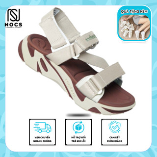 GIÀY SANDAL QUAI CHÉO Z NAM VÀ NỮ UNISEX MÀU KEM PHỐI ĐẾ NÂU CAO 3CM SIÊU ÊM - SIÊU BỀN (NOCS)