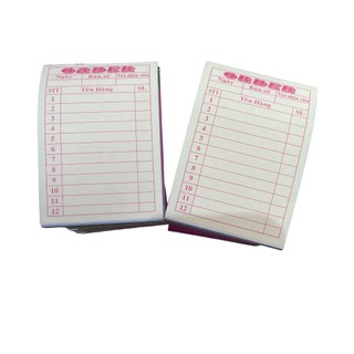 10 Cuốn Phiếu Order 2 liên kt: 7cm x 10cm, 100 tờ/cuốn