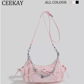 Túi Xách Nữ Ceekay Chính Hãng Da Trơn Mềm Đồ Họa Quai Da Đeo Quai Xích Hợp Kim 3D Hàng Quảng Châu