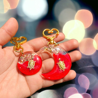 Móc khoá Handmade Rùa vàng may mắn keychains Couple epoxy resin quà lưu niệm Lilande