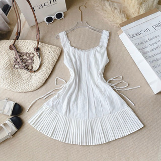 Đầm trắng đan dây 2 bên - Chitchitstore