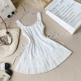 Đầm trắng đan dây 2 bên - Chitchitstore